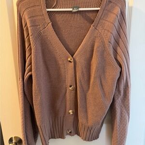Chic brown Button-Up Cardigan
